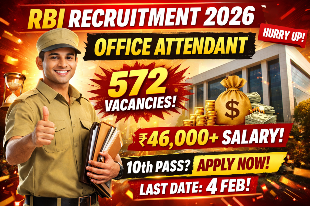 RBI Office Attendant Recruitment 2026 notification thumbnail
